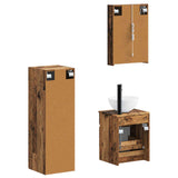 Bathroom Furniture Set 4 pcs Old Wood Engineered Wood and Glass 3407477