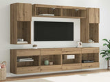 TV Wall Cabinet Set with LED 6 pcs Artisan Oak Engineered Wood 3402996