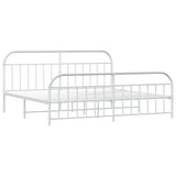 Bed Frame White Powder-Coated Steel Double Storage Bed Frame 353709