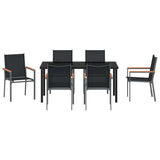 Garden Dining Set 7 pcs Black Powder-coated Steel 3379090