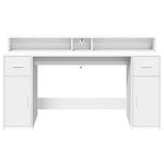 ZNTS Desk with LED Lights White 160x55x91 cm Engineered Wood 3309429