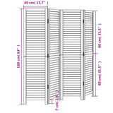 Room Divider 4 Panels Black Solid Wood Paulownia 358849
