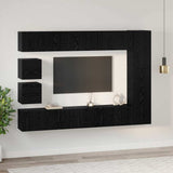 TV Cabinet Set Wall-mounted 10 pcs Black Oak Engineered Wood 3393244