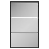 Shoe Cabinet with Mirror 3-Layer Black 63x17x102.5 cm 342635