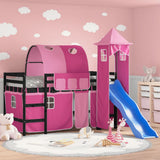 Kids' Loft Bed with Tower without Mattress Pink 80x200 cm 3207098