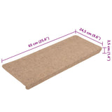 Stair Mats Self-adhesive 15 pcs 65x24.5x3.5 cm Beige 343476