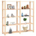 ZNTS 5-Tier Storage Racks 3 pcs 170x38x170 cm Solid Pinewood 500 kg 3051110