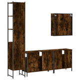 4 Piece Bathroom Cabinet Set Smoked Oak Engineered Wood 3214747