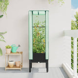 Raised Bed with Greenhouse Cover Rattan Look 40x40x140 cm 4015818