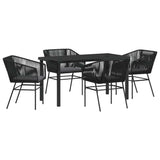 Garden Dining Set with Cushion 5 pcs Black Powder-Coated Steel 3380920