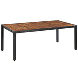 9 Piece Outdoor Dining Set Poly Rattan and Acacia Wood Black 43936