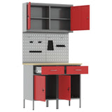 Work Cabinet with Drawer 5 pcs Red Engineered Wood and Steel 3321417