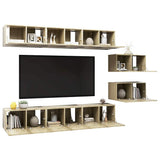 8 Piece Wall-mounted TV Cabinet Set Sonoma Oak Engineered Wood 3079042