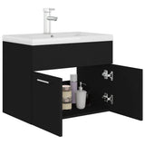 Sink Cabinet with Built-in Basin Black Engineered Wood 3071271