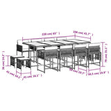 13 Piece Garden Dining Set with Cushions Light Grey Poly Rattan 3211523