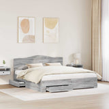 Bed Frame with Drawer Grey Sonoma 200 x 200 cm Engineered Wood 3413157