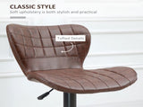 Bar Stools Set of 2 Adjustable Height Swivel Bar Chairs in PU Leather with Backrest & Footrest, T3398P329826