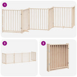 Dog Gate with Door Foldable 6 Panels 480 cm Poplar Wood 3155725
