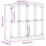 Wardrobe "Corona" 194x52x186 cm Solid Wood Pine 4012162
