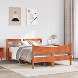 Bed Frame with Headboard Wax Brown 120x190 cm Small Double Solid Wood Pine 3307064