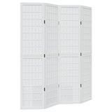 Room Divider 4 Panels White Solid Wood Paulownia 358786