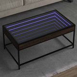 Coffee Table with Infinity LED Brown Oak 90x50x41 cm 847691