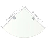 Corner Shelves 2 pcs with Chrome Supports Glass Clear 35x35 cm 3051593