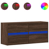 TV Wall Cabinet with LED Lights Brown Oak 100x31x45 cm 852298
