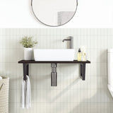 Basin Shelf Wall Mounted Steel and Solid Wood Oak 3302623
