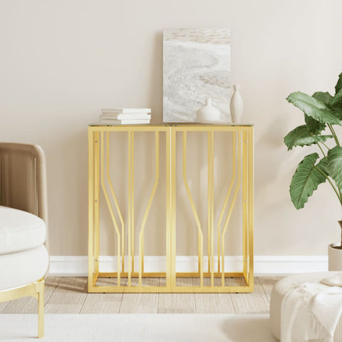 Console Table Gold 70x30x70 cm Stainless Steel and Glass 350034