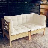 2-Seater Garden Sofa with Cream Cushions Solid Pinewood 3096010