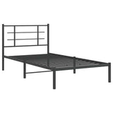 Bed Frame Black Powder-Coated Steel Single Modern Bed Frame 355556