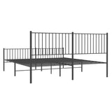 ZNTS Metal Bed Frame without Mattress with Footboard Black 180x200cm 350886