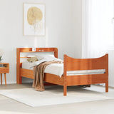 Bed Frame with Headboard Wax Brown 75x190 cm Small Single Solid Wood Pine 3307070