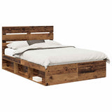 Bed Frame with Headboard Old Wood 140 x 200 cm Solid Pine Wood 3411742