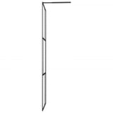 ZNTS Walk-in Shower Wall with Shelf Black 80x195 cm ESG Glass&Aluminium 3185448