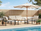 Outdoor Furniture Set 4 pcs Cream White Poly Rattan 42025357