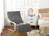 Wooden Lounging Chair Deck Relaxing Recliner Lounge Seat with Adjustable Footrest & Removable T3398P328108