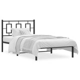 Metal Bed Frame without Mattress with Headboard Black 100x190cm 374235