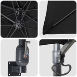 Garden Parasol Black 248.5 x 247.5 x 160 cm Polyester and Steel 42003241