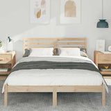 Bed Frame with Headboard Brown 140 x 210 cm Solid Pine Wood 872311