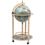 ZNTS Globe Bar Wine Stand Eucalyptus Wood Blue 320906