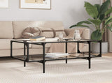 Coffee Table with Transparent Glass Top 98.5x50x45 cm Steel 846042