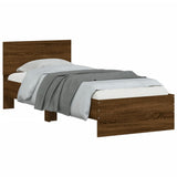 Bed Frame without Mattress with Headboard Brown Oak 75x190 cm Small Single 838665