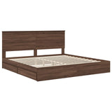 Storage Bed with Drawer Brown Oak 200 x 200 cm Engineered Wood 3411179