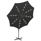 Cantilever Garden Parasol with Pole and LED Lights Black 300 cm 312340