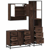 3 Piece Bathroom Furniture Set Brown Oak Engineered Wood 3301174