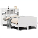 Bookcase Bed without Mattress White 135x190 cm Double Solid Wood Pine 3323153