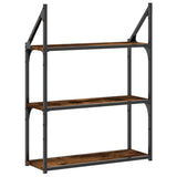 3-Tier Wall Shelf Smoked Oak 60x21x78.5 cm Engineered Wood 835451