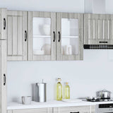 Kitchen Wall Cabinet with Glass Door Lucca Grey Sonoma Engineered Wood 853853